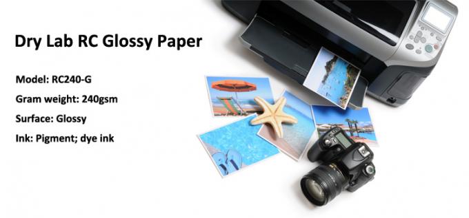 Rollo brillante impermeable 4" 6" 8" del papel de la foto del chorro de tinta de 240gsm RC Minilab