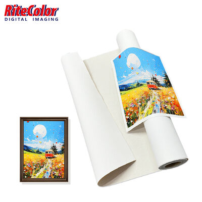 Rollo de lienzo de polialgodón mate de 380 gramos con superficie mate impermeable para impresión por chorro de tinta