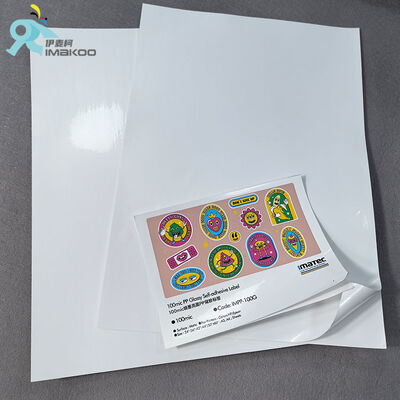 Papel de etiqueta de polipropileno brillante de inyección de tinta, impermeable a 100 micones, adhesivos de PP A4 A3